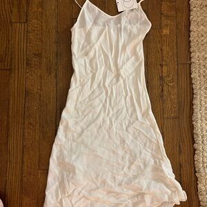 White Mini Slip Dress with Spaghetti Straps